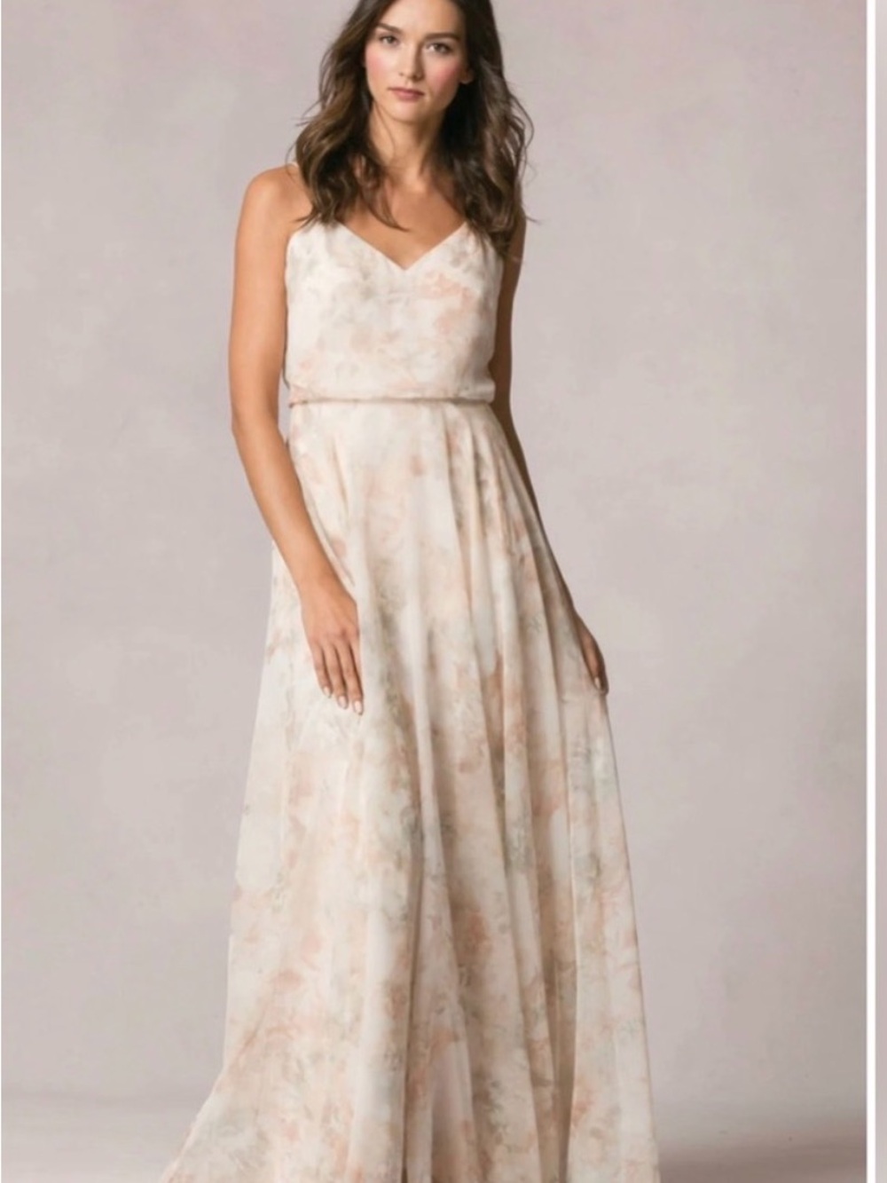 Jenny Yoo Blush and Cream Floral Maxi Dress
